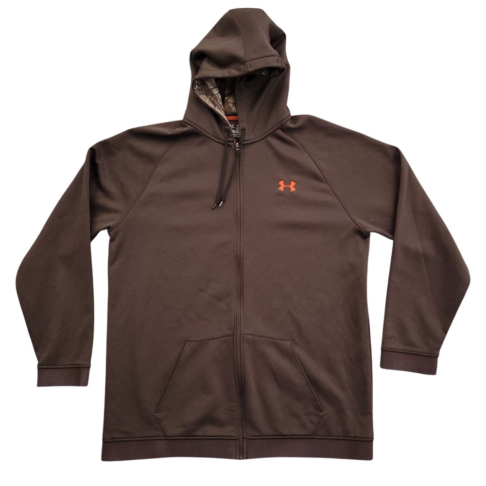 Under Armour Hoodie Mens 2XL Brown Realtree‎ Camo Hunting Full Zip Coldgear